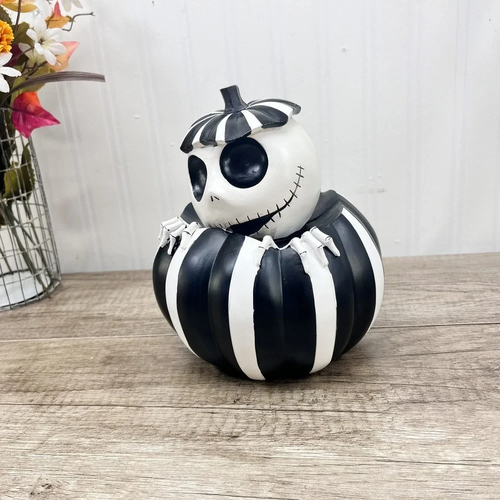 Disney Nightmare Before Christmas 2021 Jack Skellington Striped Pumpkin Figurine - Picture 1 of 8